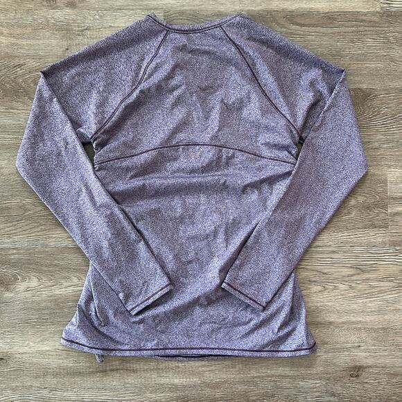Calia Heathered Purple Quarter Zip Ruched Long Sleeve Pullover Size Small - Picture 5 of 6
